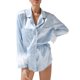 thumbnail image 1 of Txlixc - Pijama de 2 uds para mujer, blusa con puños de plumas de manga larga lisa/de retazos, pantalones cortos, ropa suelta para dormir/ropa para el hogar Txlixc Estilo de ocio, 1 of 4