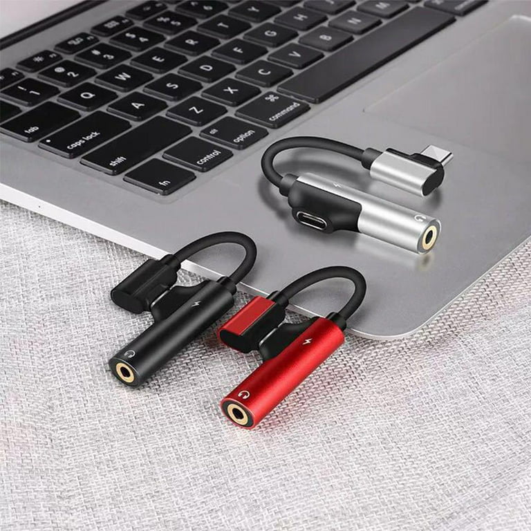 Adaptateur Jack USB C, 2 en 1 USB Type C vers 3.5mm Aux Audio Adaptateur de  Prise Casque Câble de Charge pour Huawei Xiaomi -Noir
