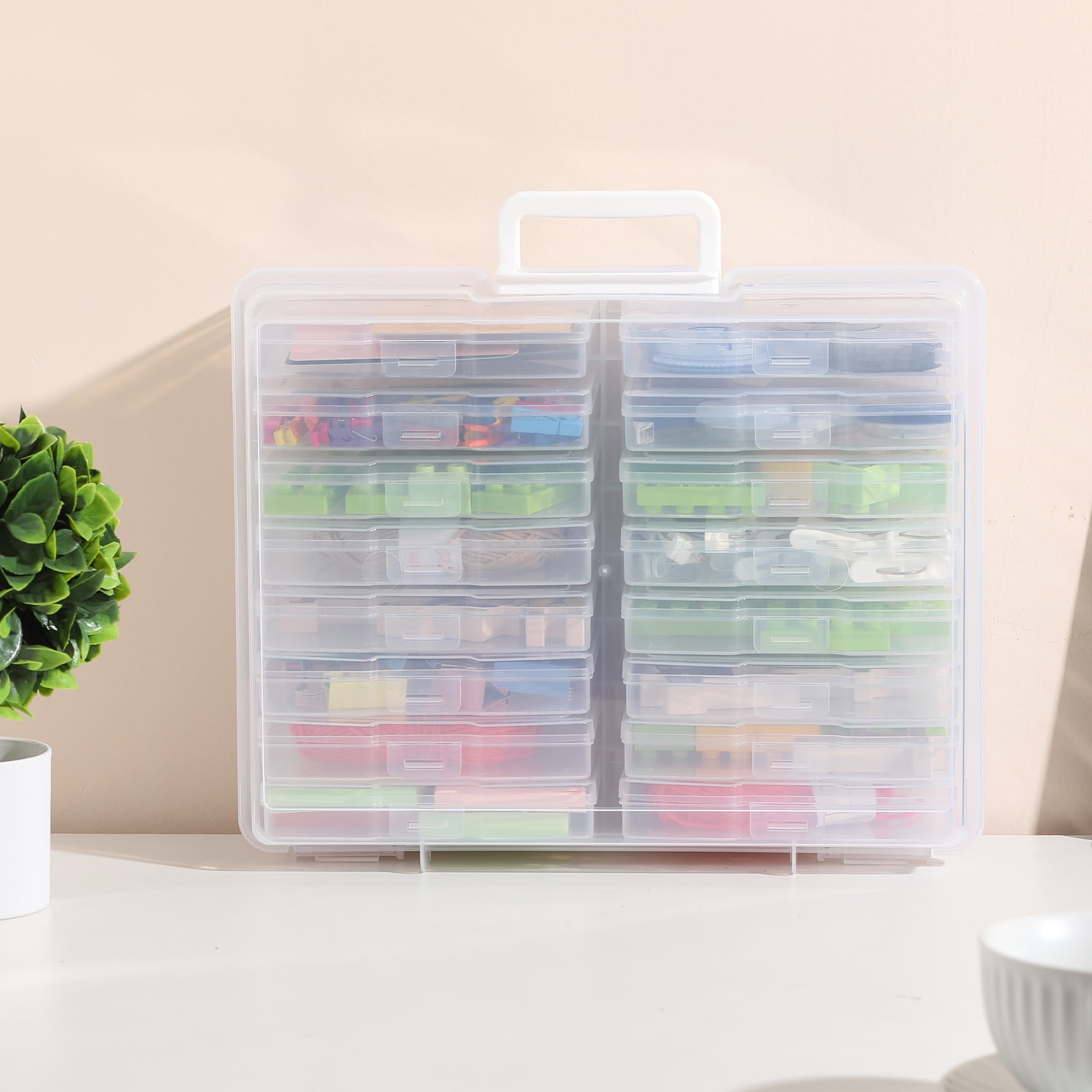 Novelinks 16 Transparent Photo Storage Boxes for 4x6 inch Pictures Photo Box Sticker Organizer,Clear
