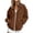 Brown-Inverlee Sweatshirt, variant on Women's Stand Collar Full Zip Up Hoodless Jacket Dual Side Pockets Oversized Long Sleeve Solid Color Casual Outerwear Red XXL