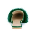 thumbnail image 2 of Allegra K Women's Shoes Soft Fur Decor Pointed Toe Slip on Flat Slide Mules Green 11, 2 of 5