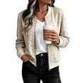 thumbnail image 3 of Zijinkuiwen Women Leopard Print Bomber Jacket Zip Up Long Sleeve Ribbed Cuffs Outerwear for Casual Daily Wear, 3 of 7