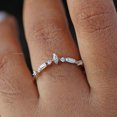 thumbnail image 4 of Diamond Crown Ring, 925 Sterling Silver Stackable Ring, Matching Band Ring, Marquise & Baguette Diamond Curved Ring, Bridal Set Ring, 4 of 5