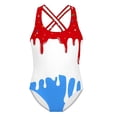 thumbnail image 2 of ZHOGXU Children Kids Girls One Piece Swimsuit Sleeveless Suspenders Ice Cream Print Comfortable Stylish Swimwear For Beach Pool,Red,9-10 Years, 2 of 5