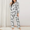 thumbnail image 2 of Fuzoiu Retro Rooster Print Women's Long-Sleeved Pajama,Lounge Button Down Nightwear,Womens Notch Collar Pajama Set-Medium, 2 of 7