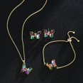 thumbnail image 1 of GMGYQ conjunto de joyería romántica para mujer, pulsera, collar, pendientes, Material de vidrio de mariposa, accesorios de vestido de cena de boda, 1 of 4