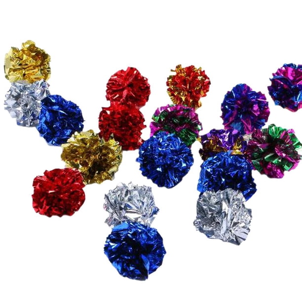 Bolas de Mylar para gatos, anillo de papel, bolas arrugadas brillantes, juguetes con sonido (24 piezas)