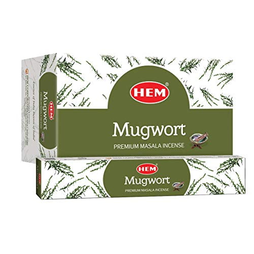 HEM Mugwort Natural Masala Relaxing Incense Sticks - 12 Packets (15g Each)