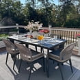thumbnail image 1 of PURPLE LEAF 7 Pieces Modern Patio Dining Set, Rectangular Aluminum Outdoor Table and 6 All-Weather PE Rattan Chairs Set for Kitchen Porch and Garden, Dark Grey, 1 of 8