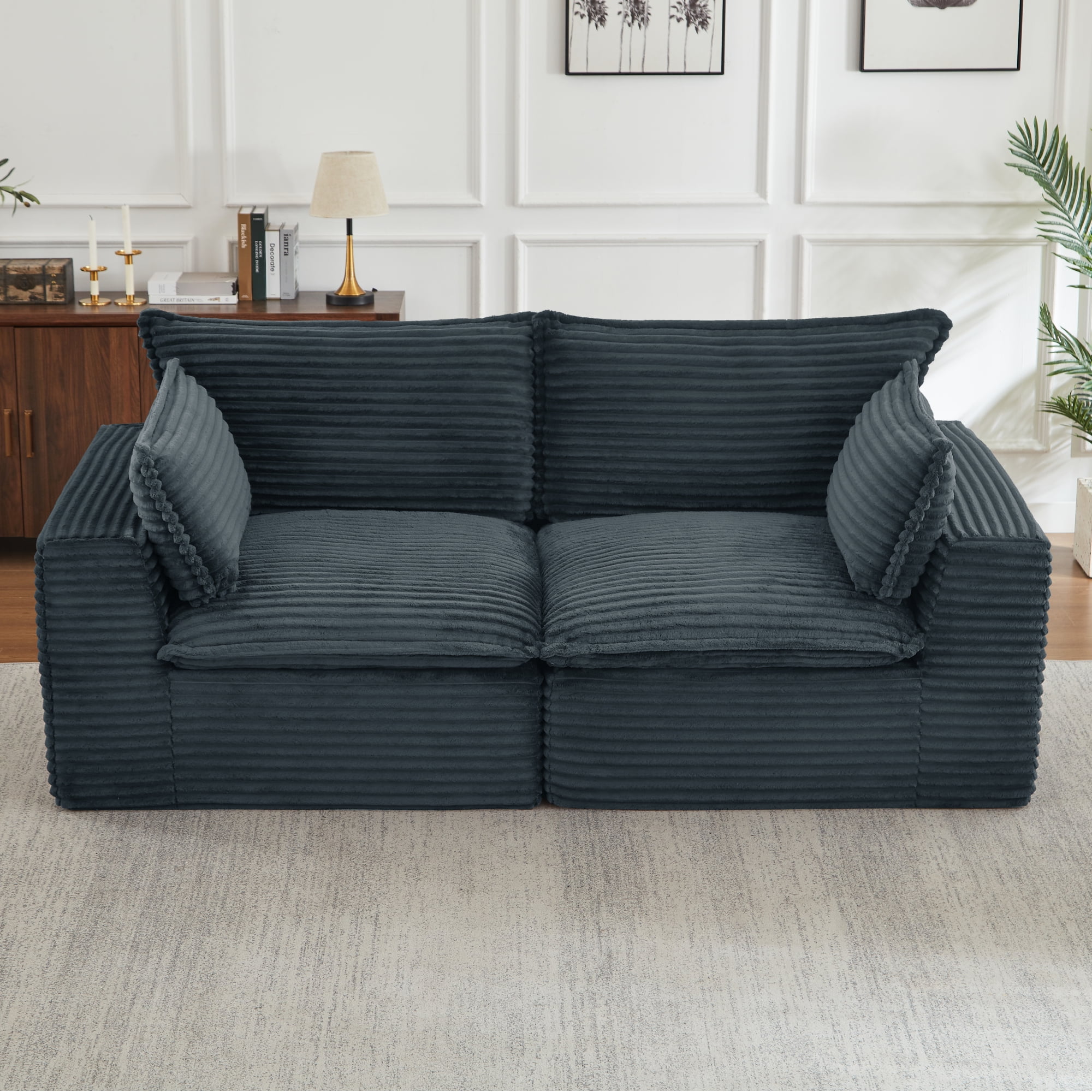 Jopath Cloud Loveseat Sofa Couches,Modern 2-Seater Boneless Sofa Couches,Fluffy Group Sofas for Living Room Bedroom,DARK GREY
