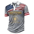 thumbnail image 3 of SXCXLSA 250 Anniversary USA Polo Shirt For Men Short Sleeve Stand Collar Patriotic 4th Of July Shirts With Button Flag Stars Stripes Work Tee Pullover Outfits Grey L, 3 of 3