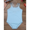 thumbnail image 4 of LiiYii Kids Girls Spaghetti Strap Ballet Dance Leotard Sleeveless Cami Gymnastics Leotard Bodysuit Dancewear Light Blue 8-10, 4 of 8