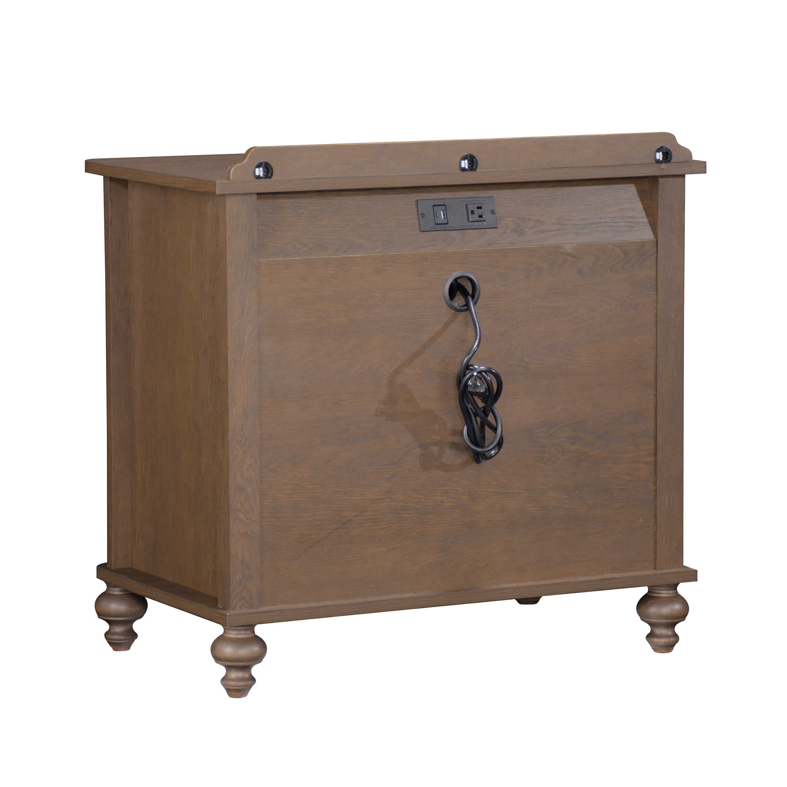 My Texas House Hartwell 3 Drawer Nightstand with USB, Heritage Oak