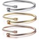 thumbnail image 1 of Brazalete de acero inoxidable con triple trenzado y 3 hilos apilables para mujer, dorado, rosa y plateado., 1 of 5