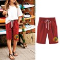 thumbnail image 2 of Fesfesfes Kids' Patriotic Print Five Quarter Pants Elastic Waist Casual Sports Shorts for Boys Girls Summer Outdoor Play(Red#5,11-12 Years), 2 of 6
