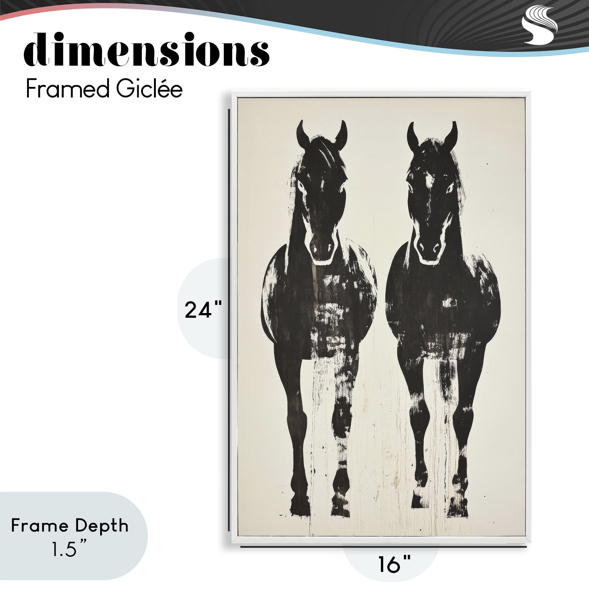 Stupell Industries Silhouetted Horse Couple White Framed Giclee Art, design by Petal Prints Design