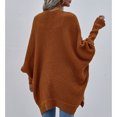thumbnail image 1 of Suéter Con Abertura Frontal Para Mujer, Dobladillo Con Abertura Color Puro Tacto Suave Puños Ajustados Manga De Murciélago Prendas De Vestir De Punto Para El Otoño Para La ANGGREK Rojo ladrillo XL, 1 of 7