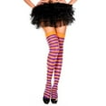 thumbnail image 2 of Music Legs Women's Opaque Striped Thigh High 4237-GREEN/PURPLE, 2 of 2