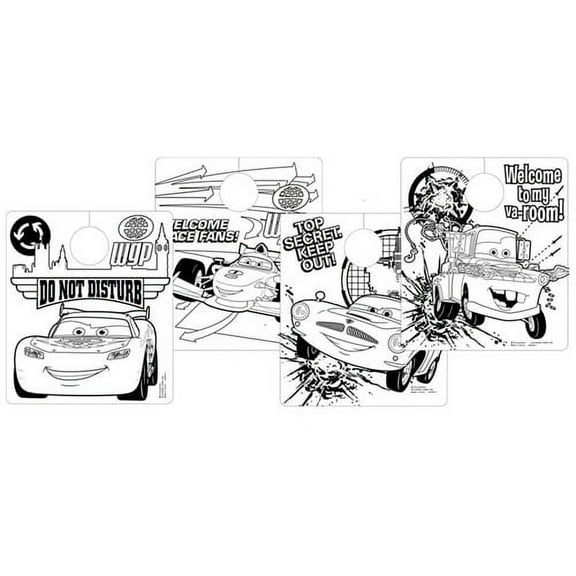 Cars Color Your Own Door Hangers / Favors (4ct)