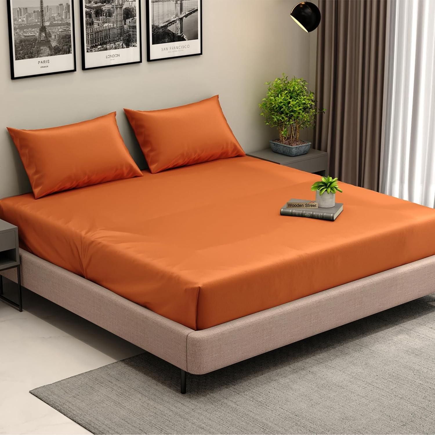 Earthy Threads Queen Sheet Set - 100% Organic Bamboo 4 Piece Set - Luxurious Silky & Soft - Cooling for Hot Sleepers - Hotel Luxury Bed Sheets - 16"inch Deep Pockets (Brunt Orange)