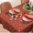 thumbnail image 3 of Christmas Tablecloth for Rectangle Table, 60 x 102 inch Premium Waterproof Table Cloth with Golden Thread Christmas Tree, Red Washable Holiday Tablecloth for Xmas Party, Christmas Decorations, 3 of 5