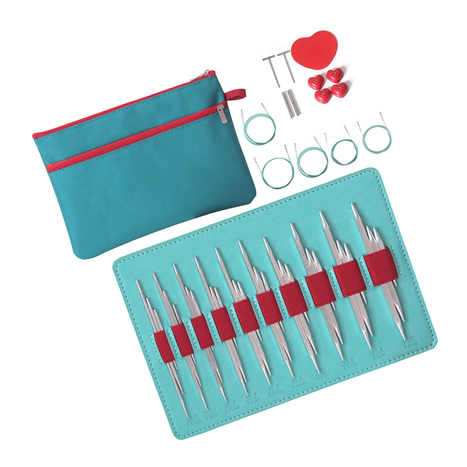 10Pairs Interchangeable Circular Knitting Needle Set with Storage Bag for Crocheting 2.75-6.0mm Aluminum Sweater Needle