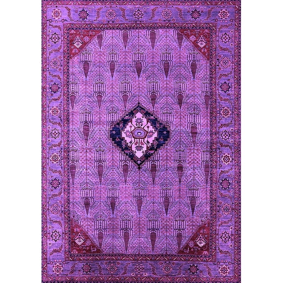Ahgly Company Indoor Rectangle Oriental Purple Industrial Area Rugs, 3' x 5'