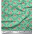 thumbnail image 1 of Soimoi Green Polyester Crepe Fabric Flower & Butterfly Print Fabric by Yard 52 Inch Wide, 1 of 3