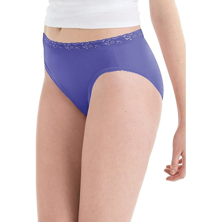 Hanes Women's Nylon Hi Cut Underwear, Pack of 6 (Assorted Colors) 