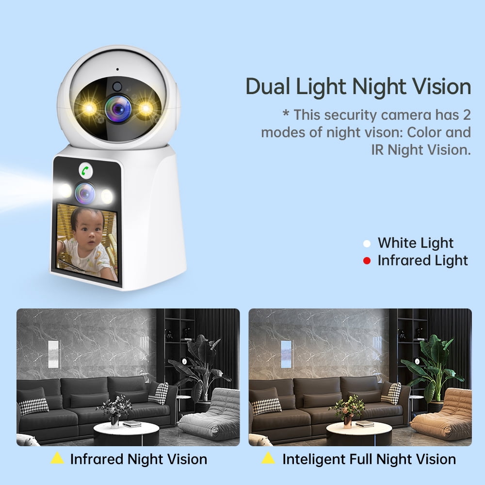 DIFANG Yoosee 4K Dual Screen Two Way Video Call WiFi baby monitor Camera, Auto Tracking, Color Night Vision