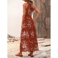 thumbnail image 4 of EASYBRA Womens Floral Halter Maxi Dress Sleeveless Slit A Line Summer Beach Vacation Dress, 4 of 5