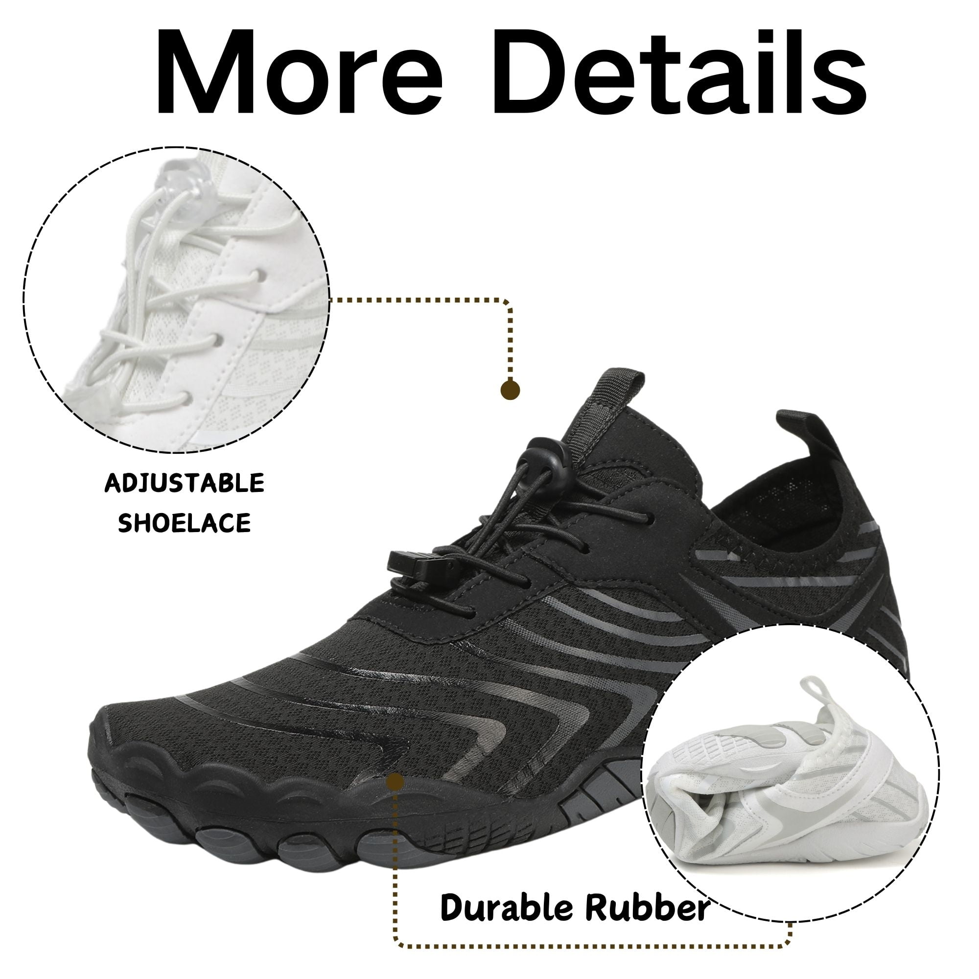 BERANMEY Pro Barefoot Shoes for Women & Men Wide Toe Box Hiking Water Shoes Non-Slip Breathable Barefoot Swim Surf Shoes for Beach Pool Aqua Running & Walking Fast Drainage & Waterproof Design