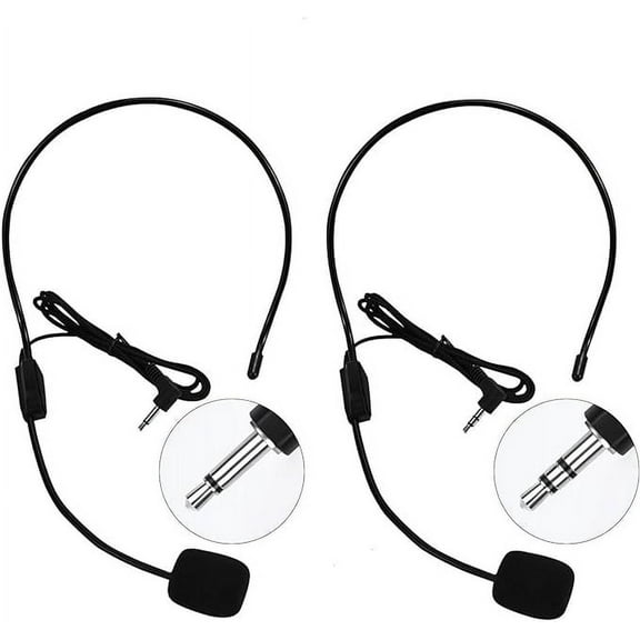 Set of 2 Headset Microphone, Flexible Wired Boom for Voice Amplifier,Teachers, Speakers, Coaches, Presentations, Seniors and More