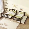 thumbnail image 3 of Harper & Bright Designs Detachable Bunk Bed Twin Over Full with Trundle, Wood Bunk Bed with Ladder and Guardrail, Separate into 2 Beds, Espresso, 3 of 9