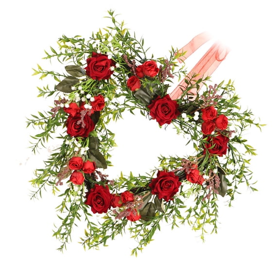 Front Door Spring Wreath Glowing Rose Garland Home Decoration