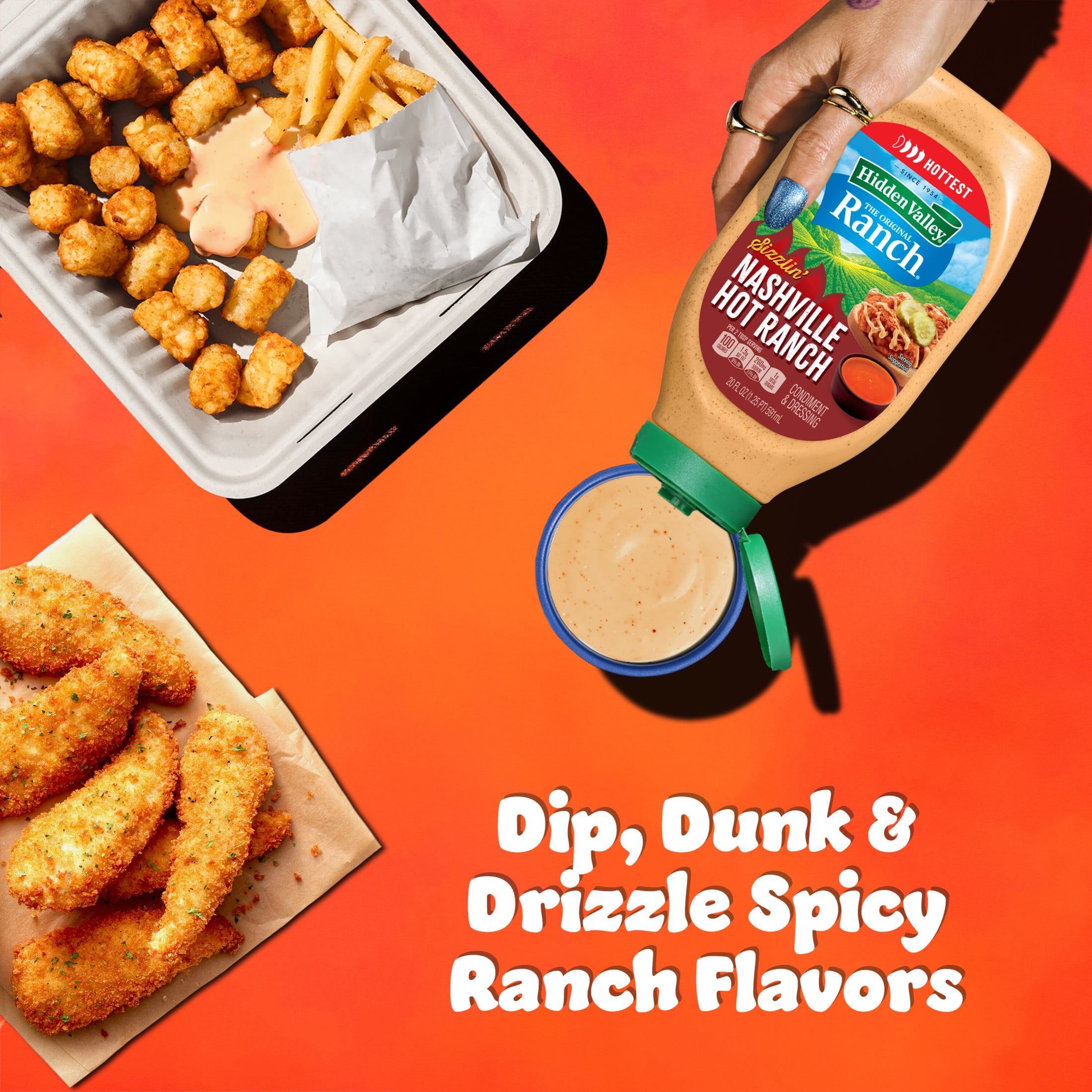 Hidden Valley Sizzlin' Nashville Hot Ranch Dip Sauce Condiment & Dressing, 20 fl oz Squeeze Bottle