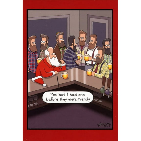 Nobleworks Santa Trendy Beard with Hipsters Funny / Humorous Christmas Card (1 card/1 envelope)