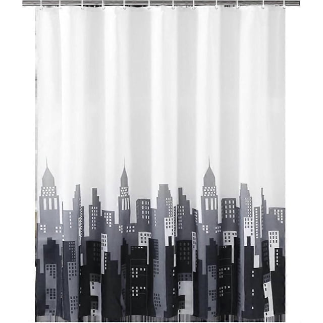 Shower Curtain for Bathroom 100 x 200cm Mildew Resistant Waterproof Polyester Fabric Shower Curtain Liner Long Washable Bath Curtain with Hooks, Weigh
