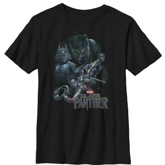 Boy's Marvel Black Panther 2018 Character View  Graphic Tee Black Small