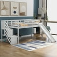 thumbnail image 1 of Euroco Wood Twin Loft Bed with Slide and Shelf for Child, White, 1 of 11