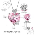 thumbnail image 4 of Juwaliy 15MM Mujer Rose Collar de Corazón Piedra de Nacimiento de Octubre 925 Plata de Ley Dije de Mariposa Flor Turmalina Rosa Joyería Madre Regalos Del Día de San Valentín, 4 of 7