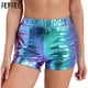 thumbnail image 2 of Pantalones cortos metálicos brillantes para fiesta de discoteca para mujer, pantalones cortos con cintura elástica y bolsillos laterales, pantalones cortos de baile Raves, ropa para discoteca, Yoga y, 2 of 5