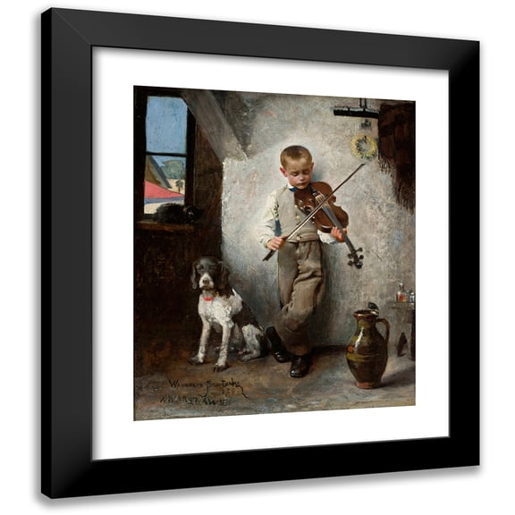 Wandalin Strzałecki 12x14 Black Modern Framed Museum Art Print Titled - Fiddler (1874)
