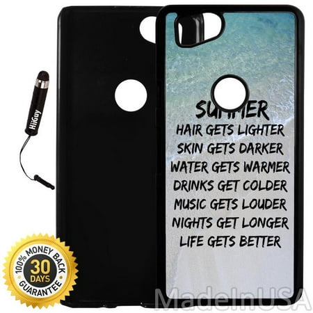 Custom Google Pixel 2 Case (Best Summer Quote Alive) Plastic Black Cover Ultra Slim | Lightweight | Includes Stylus Pen by
