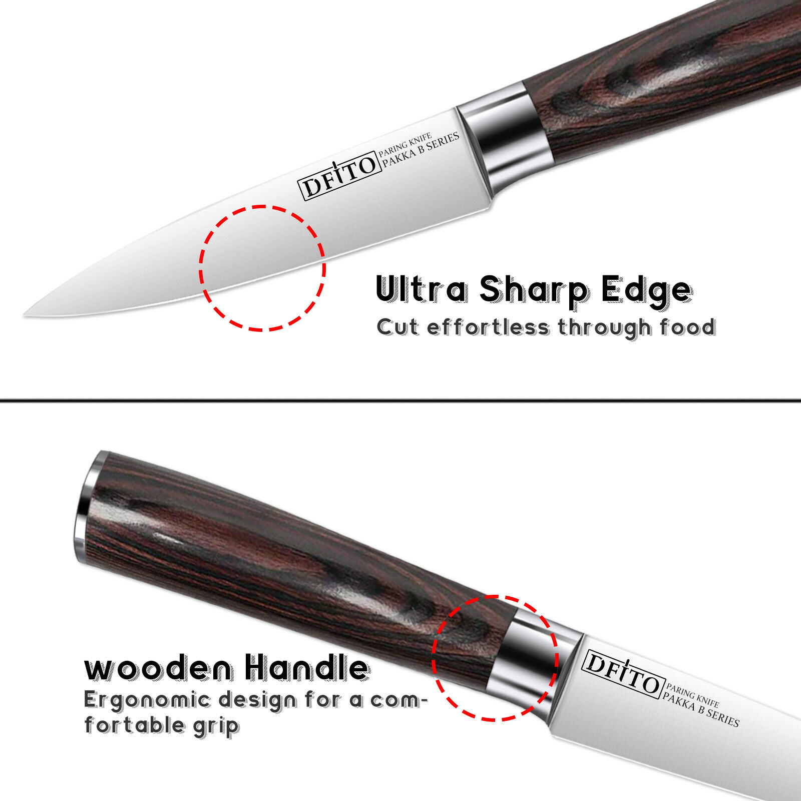 Saken Paring Knife 3.5 Inch Kitchen Utility Knife High Carbon Steel with  Wooden Handle in Dark Wood Finish - Multipurpose Kitchen Knife for Mincing