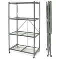 thumbnail image 1 of Origami 4 Tier Multipurpose Folding Storage Organizing Rack with Wheels, Gray, 1 of 12