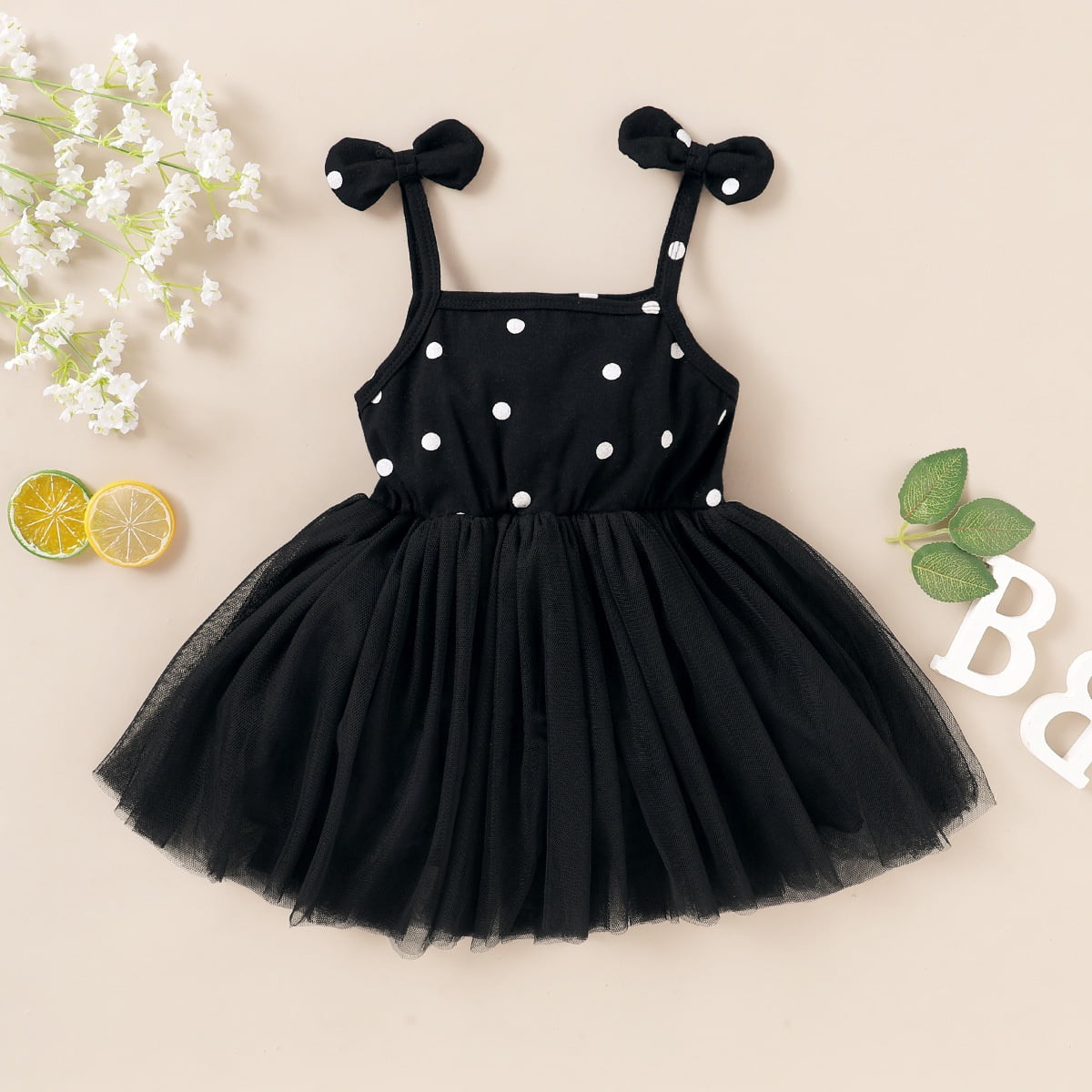 Kids Girls Print Strap Dress Sleeveless Cute Bowknot Tutu Princess Dress  #Z 