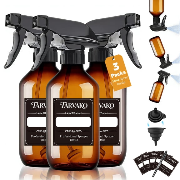 Tarvako 3 Packs 360° Water Spray Bottle, 16oz/500ml Spray Bottle with Adjustable Nozzle, Plastic Spray Bottles, Upside Down Spray Bottle Small Mister Squirt Bottle for Hair Cooking Plant Pet