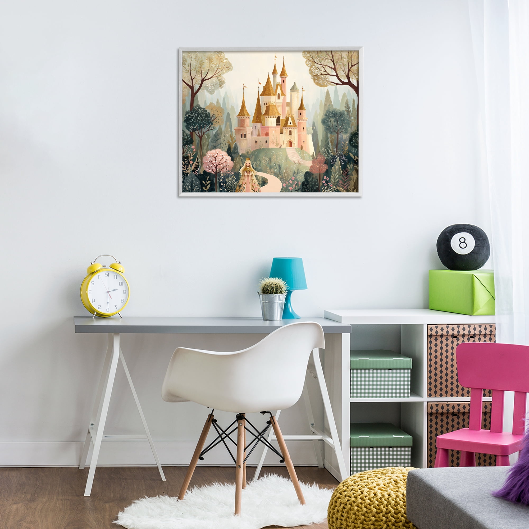Stupell Industries Whimsical Castle Path White Framed Giclee Art, design by Christine Simpson Art