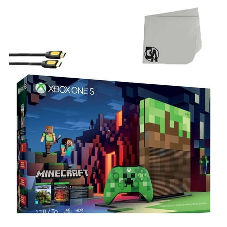 Microsoft 23C-00001 Xbox One S Minecraft Limited Edition 1TB Gaming Console with BOLT AXTION Bundle Used